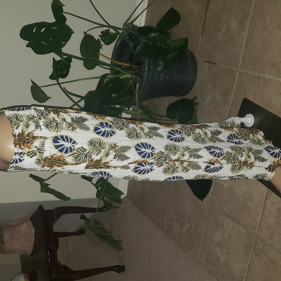 Rewash xl smocked waist flowy split legs boho style tropical leaf pattern - Picture 4 of 7